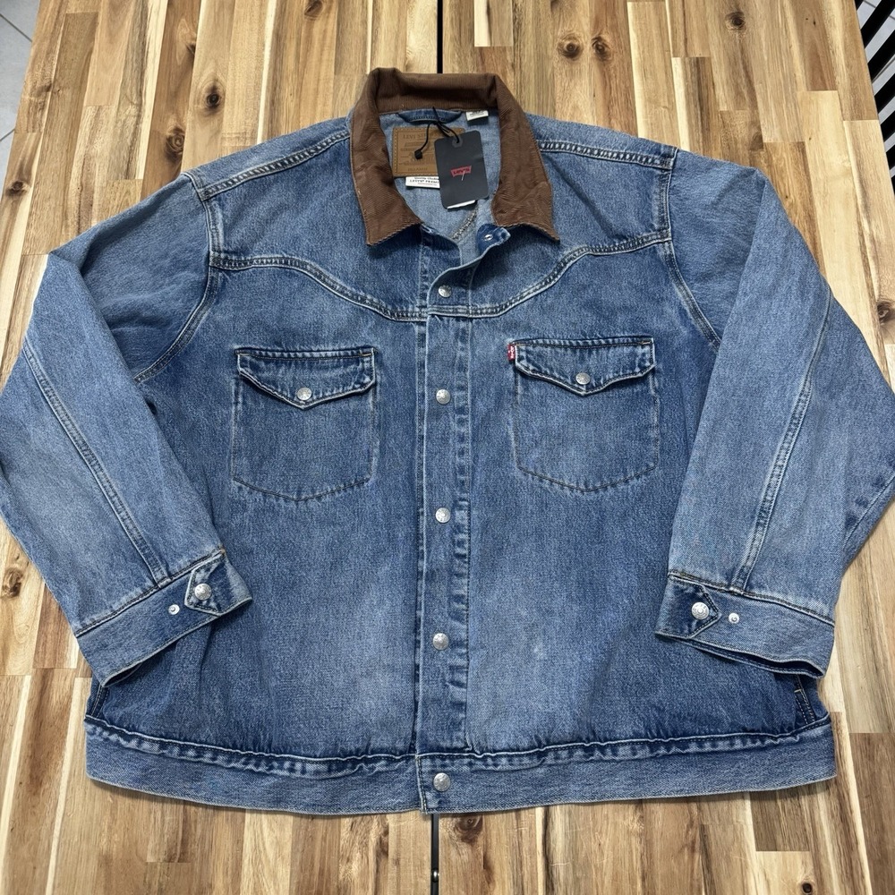 Levis Western Shorthorn Trucker Jacket Mens 2XL Premium Big E Snap Button NWT